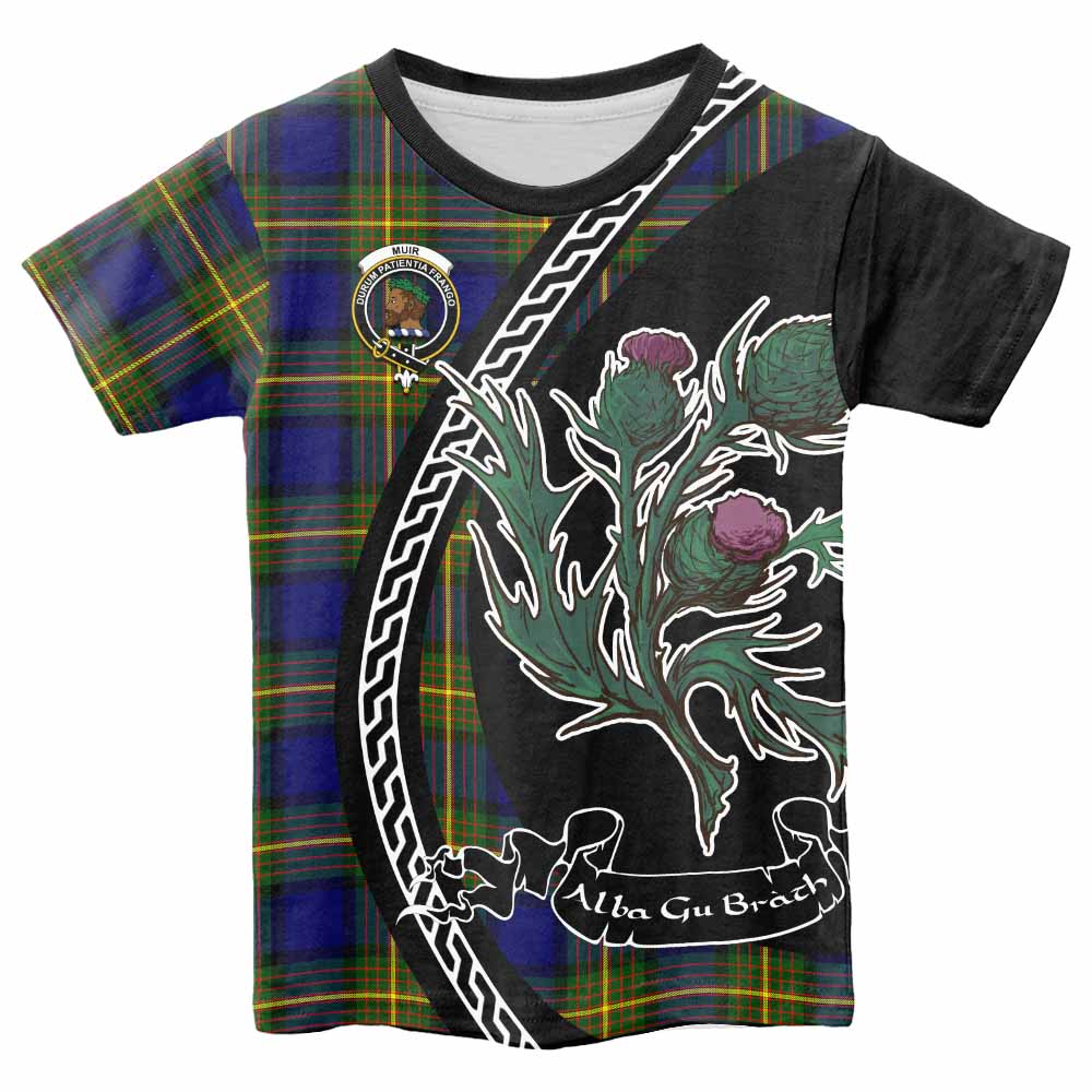 Muir Family Crest Tartan Kid T-shirt Alba Thistle Inspired - Tartan Vibes Clothing