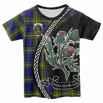Muir Family Crest Tartan Kid T-shirt Alba Thistle Inspired - Tartan Vibes Clothing