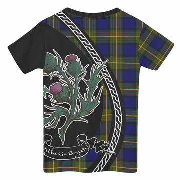 Muir Family Crest Tartan Kid T-shirt Alba Thistle Inspired - Tartan Vibes Clothing