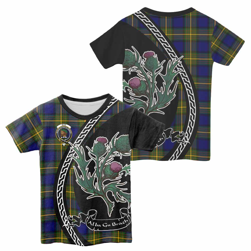 Muir Family Crest Tartan Kid T-shirt Alba Thistle Inspired - Tartan Vibes Clothing