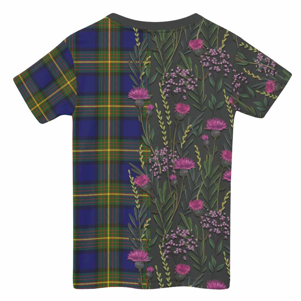 Muir Family Crest Tartan Kid T-shirt Scottish Thistle Flower Pattern Half Style - Tartan Vibes Clothing