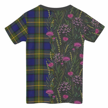 Muir Family Crest Tartan Kid T-shirt Scottish Thistle Flower Pattern Half Style - Tartan Vibes Clothing