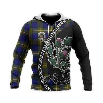 Muir Family Crest Tartan Knitted Hoodie Alba Thistle Inspired