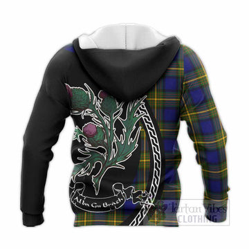 Muir Family Crest Tartan Knitted Hoodie Alba Thistle Inspired