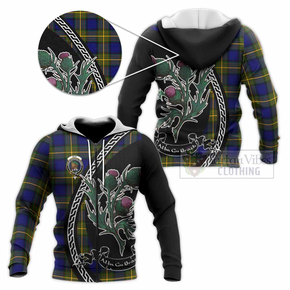 Muir Family Crest Tartan Knitted Hoodie Alba Thistle Inspired - Tartan Vibes Clothing