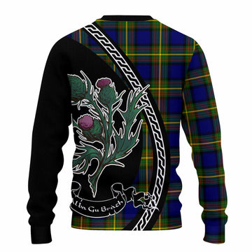 Muir Family Crest Tartan Knitted Sweater Alba Thistle Inspired - Tartan Vibes Clothing