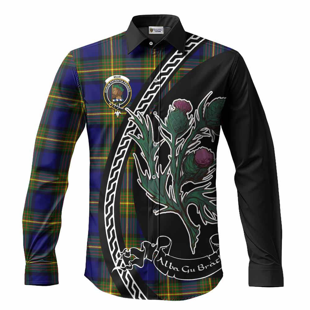 Muir Family Crest Tartan Long Sleeve Button Shirts Alba Thistle Inspired - Tartan Vibes Clothing