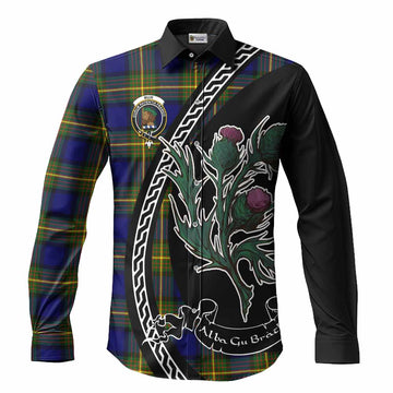Muir Family Crest Tartan Long Sleeve Button Shirts Alba Thistle Inspired