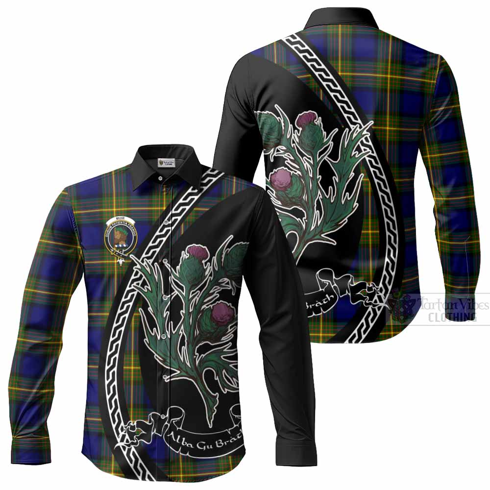 Muir Family Crest Tartan Long Sleeve Button Shirts Alba Thistle Inspired - Tartan Vibes Clothing