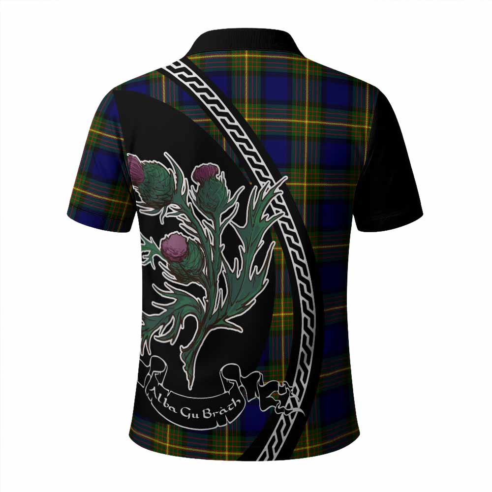 Muir Family Crest Tartan Polo Shirt Alba Thistle Inspired - Tartan Vibes Clothing