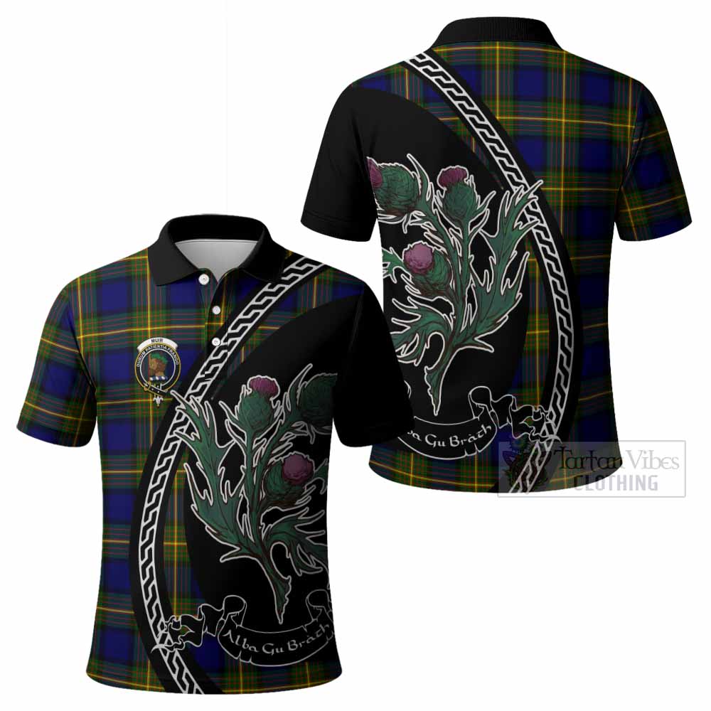 Muir Family Crest Tartan Polo Shirt Alba Thistle Inspired - Tartan Vibes Clothing