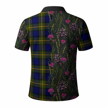 Muir Family Crest Tartan Polo Shirt Scottish Thistle Flower Pattern Half Style