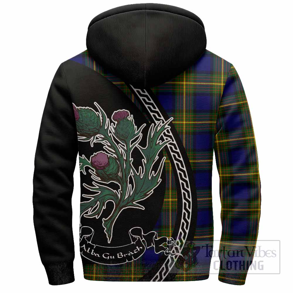 Muir Family Crest Tartan Sherpa Hoodie Alba Thistle Inspired - Tartan Vibes Clothing