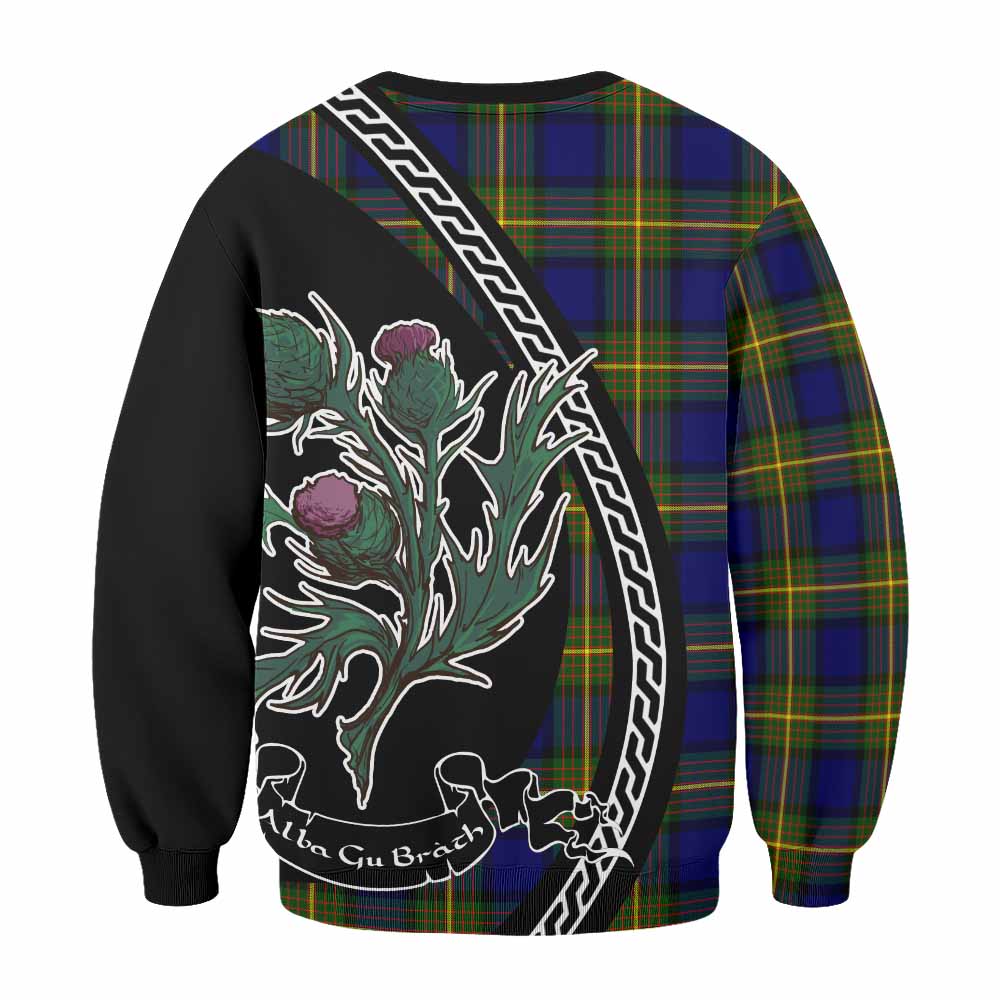 Muir Family Crest Tartan Sweatshirt Alba Thistle Inspired - Tartan Vibes Clothing