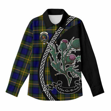 Muir Family Crest Tartan Women Casual Shirt Alba Thistle Inspired