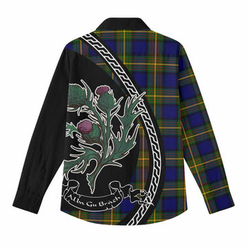 Muir Family Crest Tartan Women Casual Shirt Alba Thistle Inspired