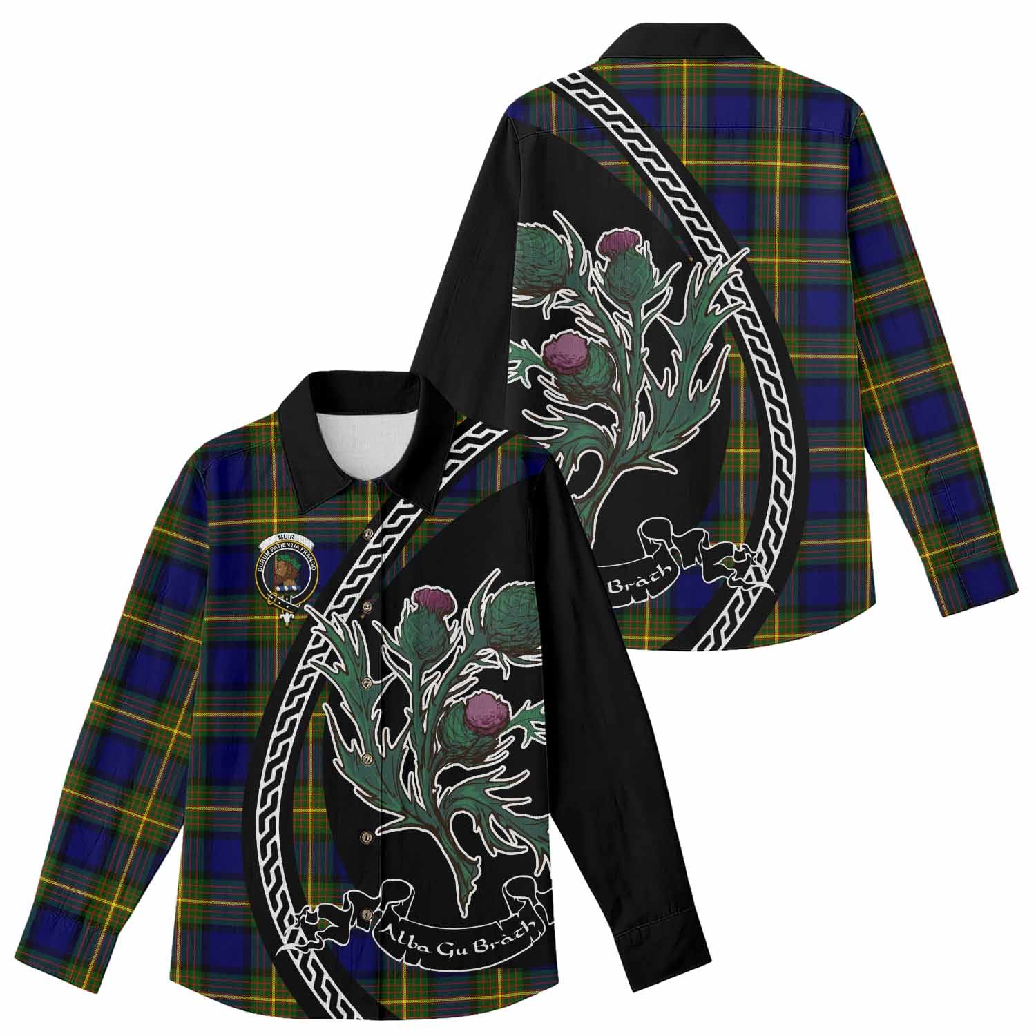 Muir Family Crest Tartan Women Casual Shirt Alba Thistle Inspired - Tartan Vibes Clothing