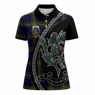 Muir Family Crest Tartan Women Polo Shirt Alba Thistle Inspired