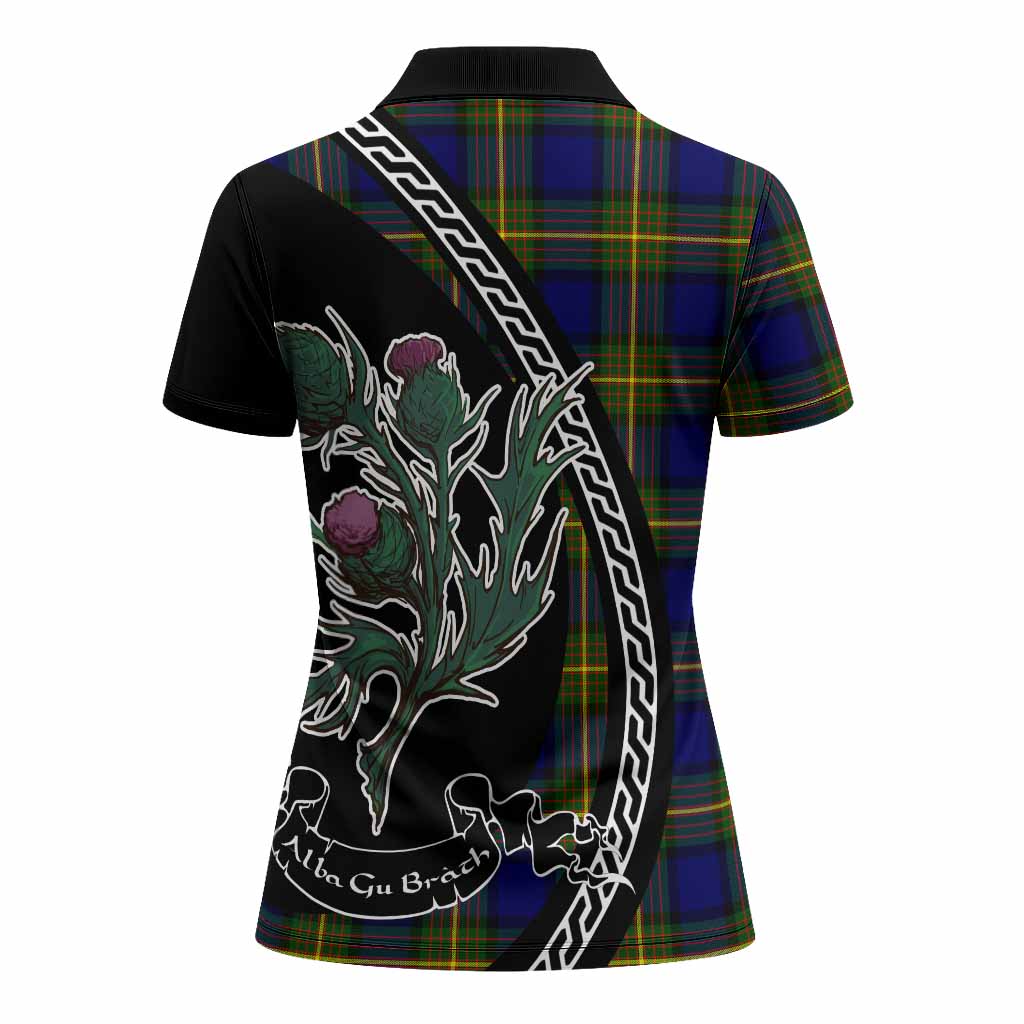 Muir Family Crest Tartan Women Polo Shirt Alba Thistle Inspired - Tartan Vibes Clothing