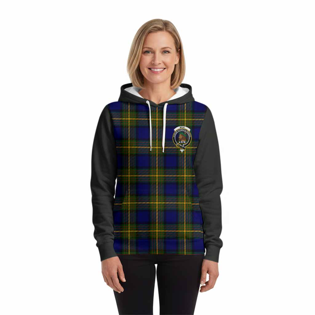 Muir Tartan Accent Hoodie with Family Crest