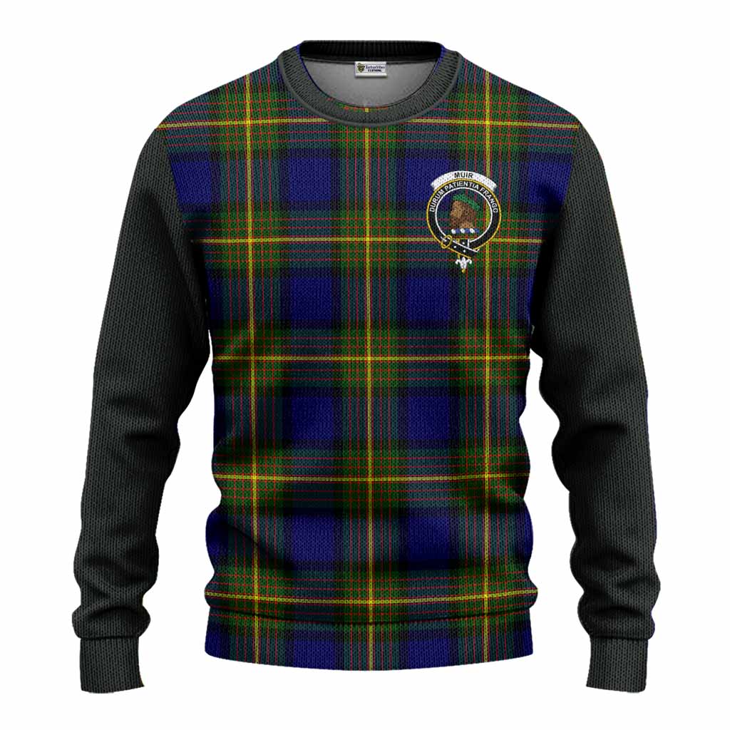 Muir Tartan Accent Knitted Sweater with Family Crest