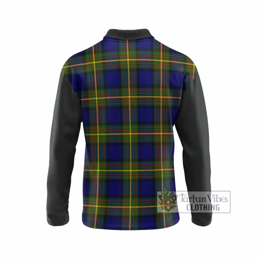 Muir Tartan Accent Long Sleeve Polo Shirt with Family Crest