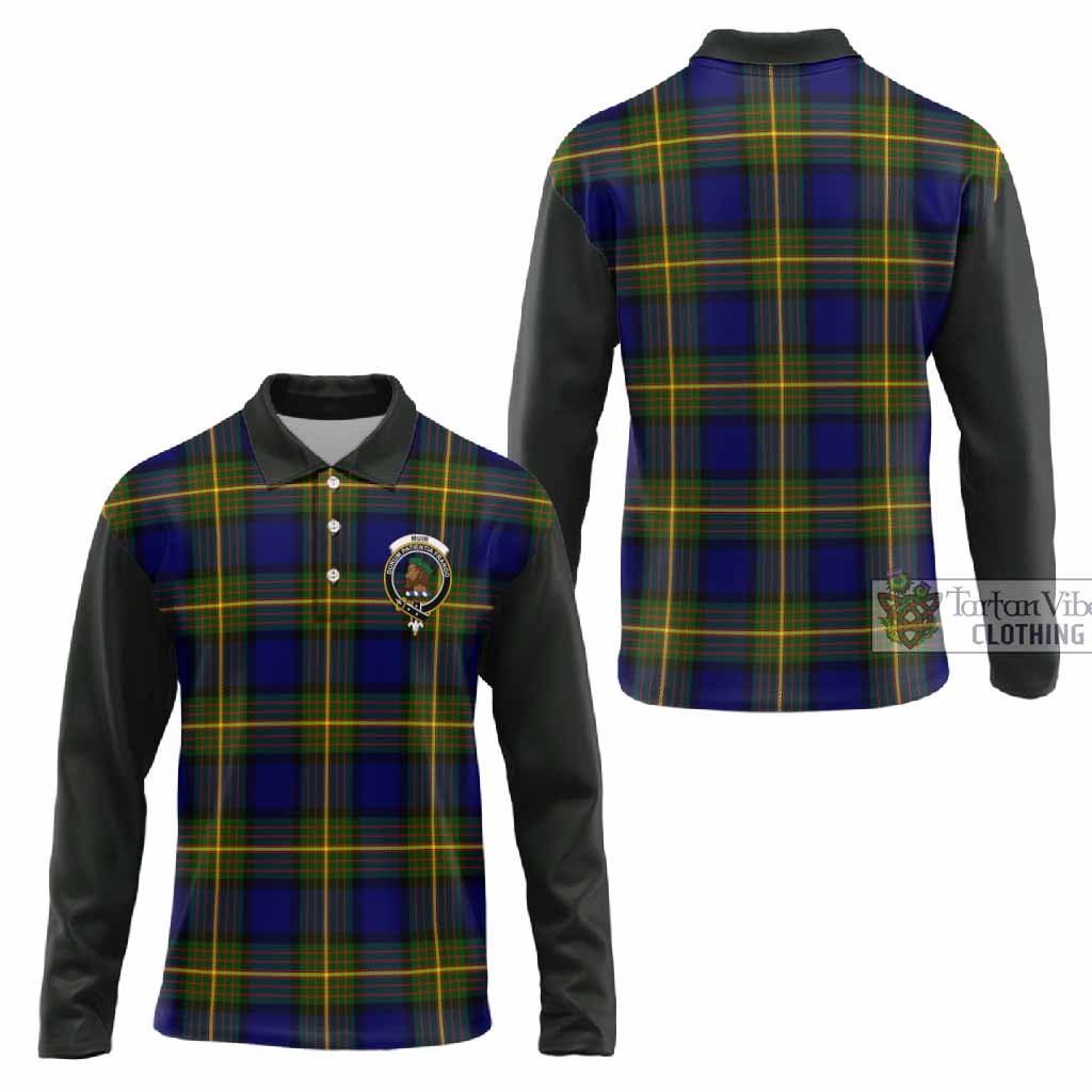 Muir Tartan Accent Long Sleeve Polo Shirt with Family Crest