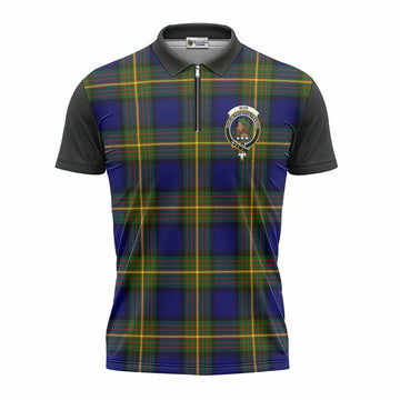 Muir Tartan Accent Zipper Polo Shirt with Family Crest