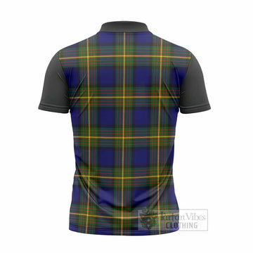 Muir Tartan Accent Zipper Polo Shirt with Family Crest