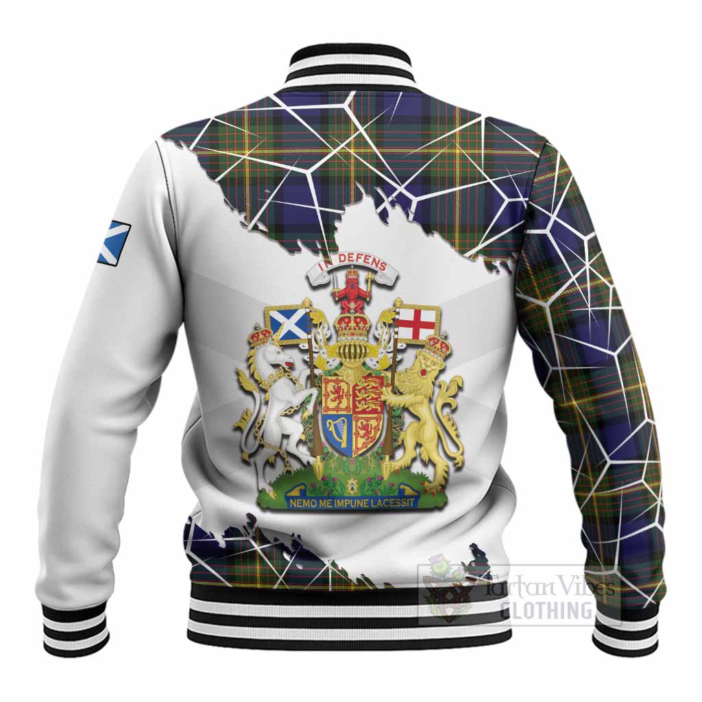 Muir Tartan Baseball Jacket with Family Crest and Lion Rampant Grunge Style