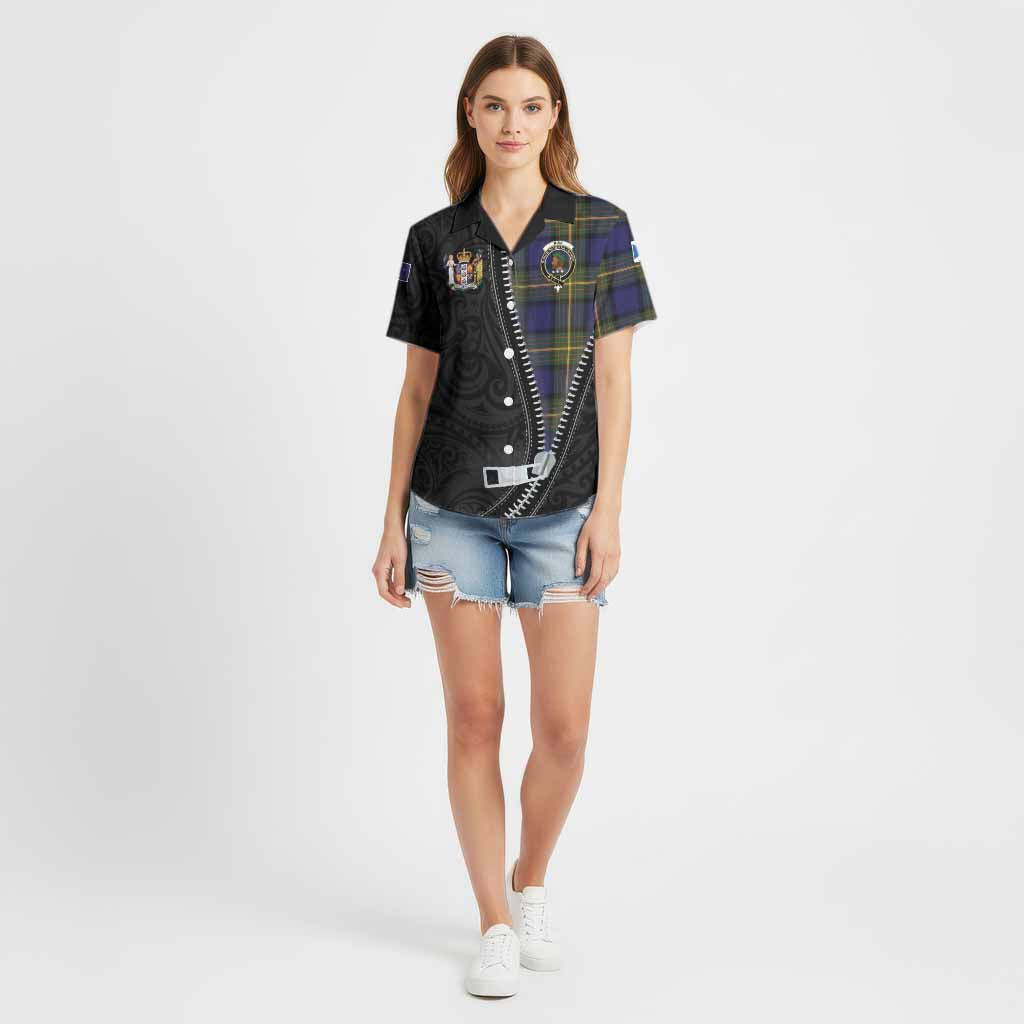 Muir Tartan Cotton Hawaiian Shirt New Zealand Pattern Unique Zipper Stylized