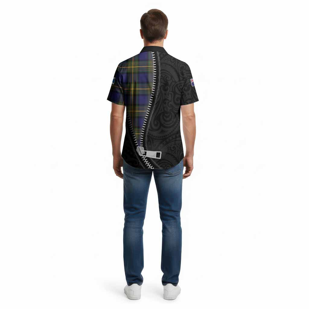 Muir Tartan Cotton Hawaiian Shirt New Zealand Pattern Unique Zipper Stylized