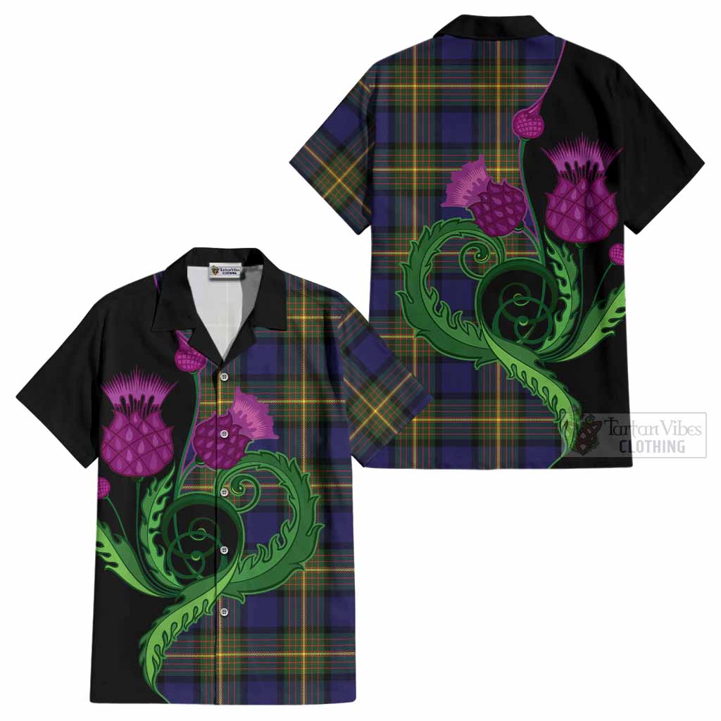 Muir Tartan Cotton Hawaiian Shirt Traditional Scottish Thistle