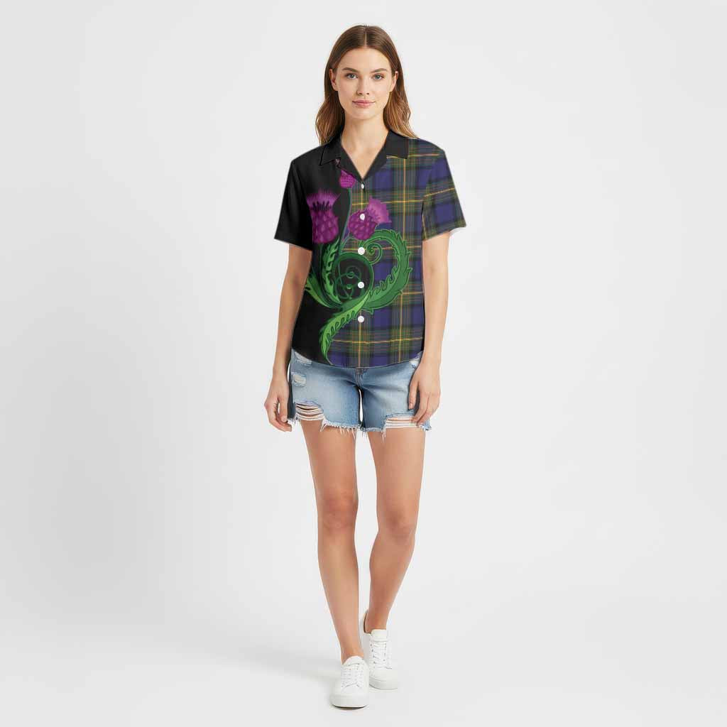 Muir Tartan Cotton Hawaiian Shirt Traditional Scottish Thistle