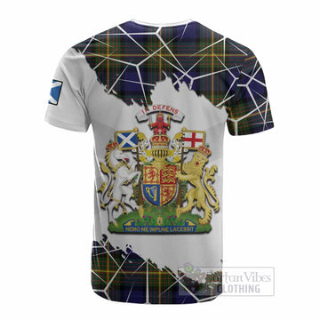 Muir Tartan Cotton T-shirt with Family Crest and Lion Rampant Grunge Style