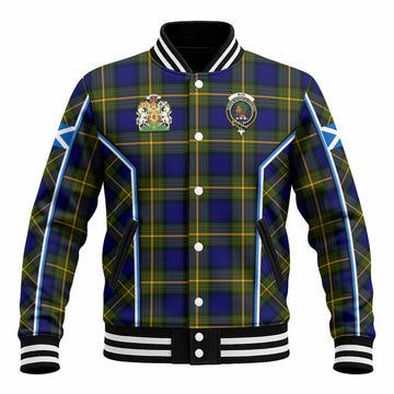 Muir Tartan Crest Baseball Jacket Scotland Coat of Arm Flag Style