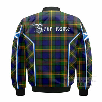 Muir Tartan Crest Bomber Jacket Scotland Coat of Arm Flag Style