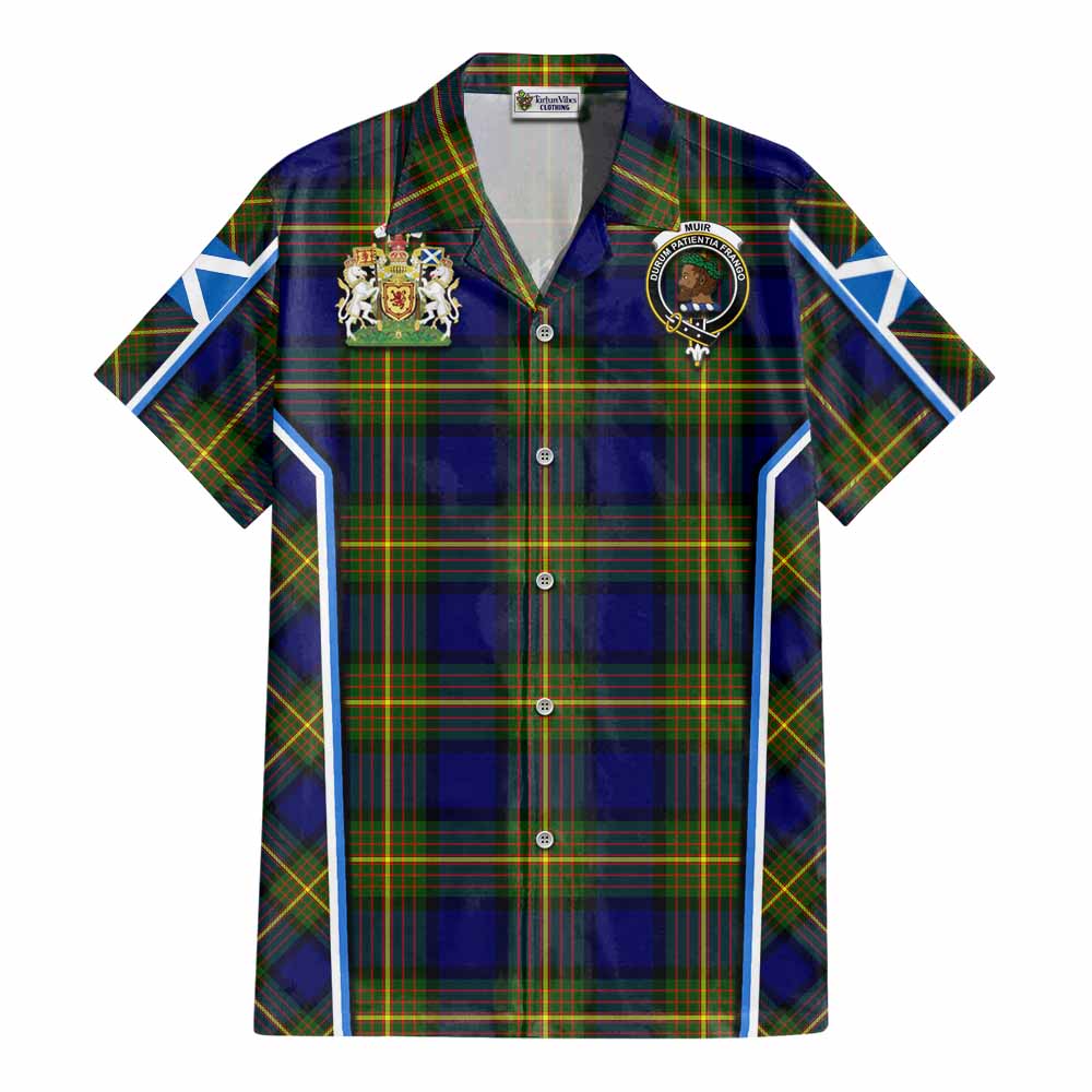 Muir Tartan Crest Cotton Hawaiian Shirt Scotland Coat of Arm Flag Style - Tartan Vibes Clothing