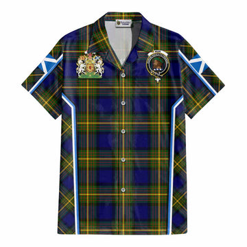 Muir Tartan Crest Cotton Hawaiian Shirt Scotland Coat of Arm Flag Style - Tartan Vibes Clothing