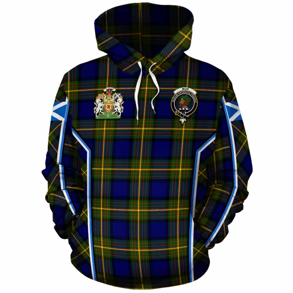 Muir Tartan Crest Cotton Hoodie Scotland Coat of Arm Flag Style - Tartan Vibes Clothing