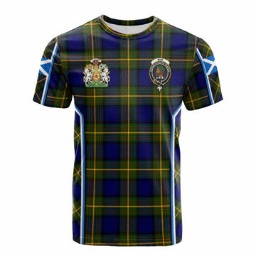 Muir Tartan Crest Cotton T-shirt Scotland Coat of Arm Flag Style - Tartan Vibes Clothing
