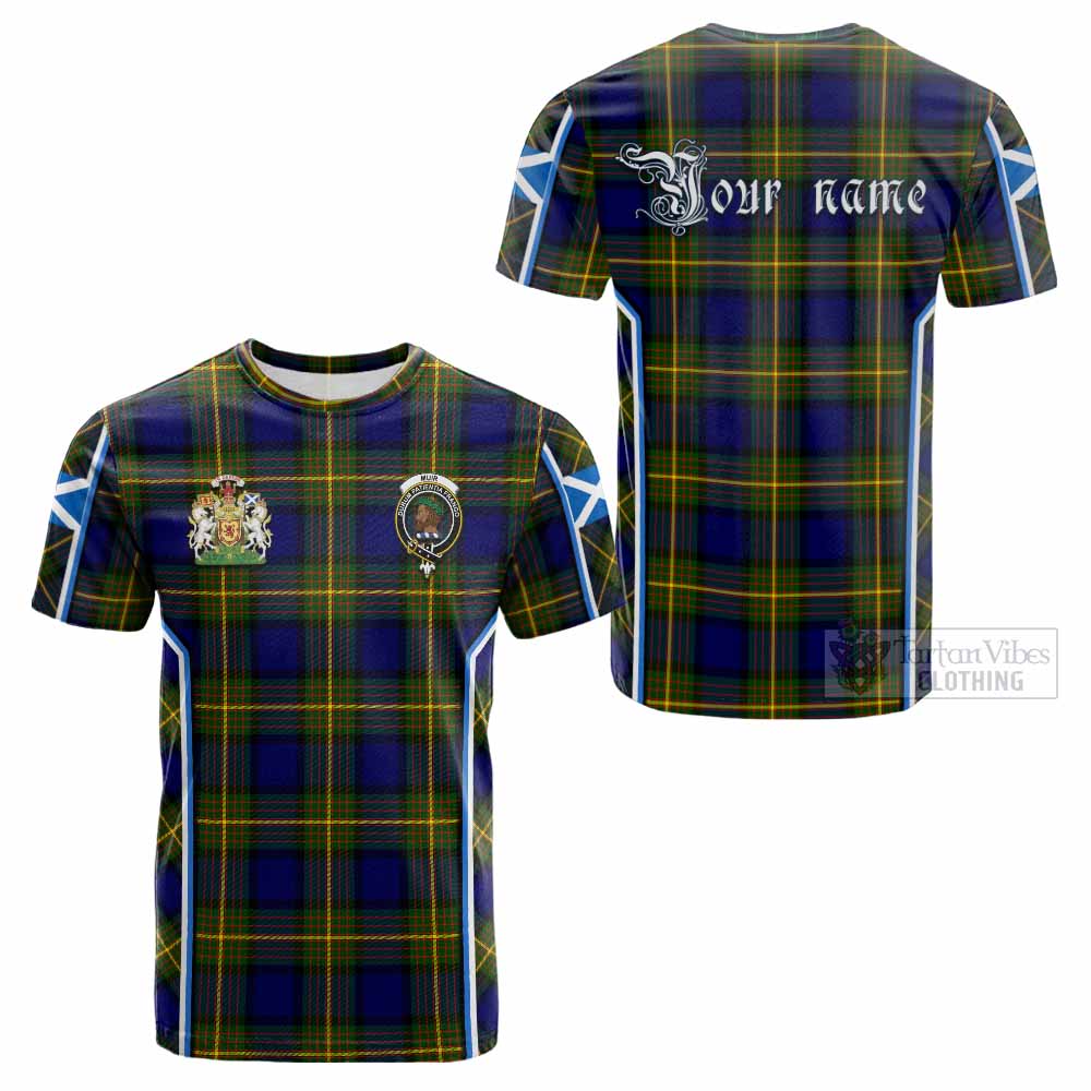 Muir Tartan Crest Cotton T-shirt Scotland Coat of Arm Flag Style - Tartan Vibes Clothing