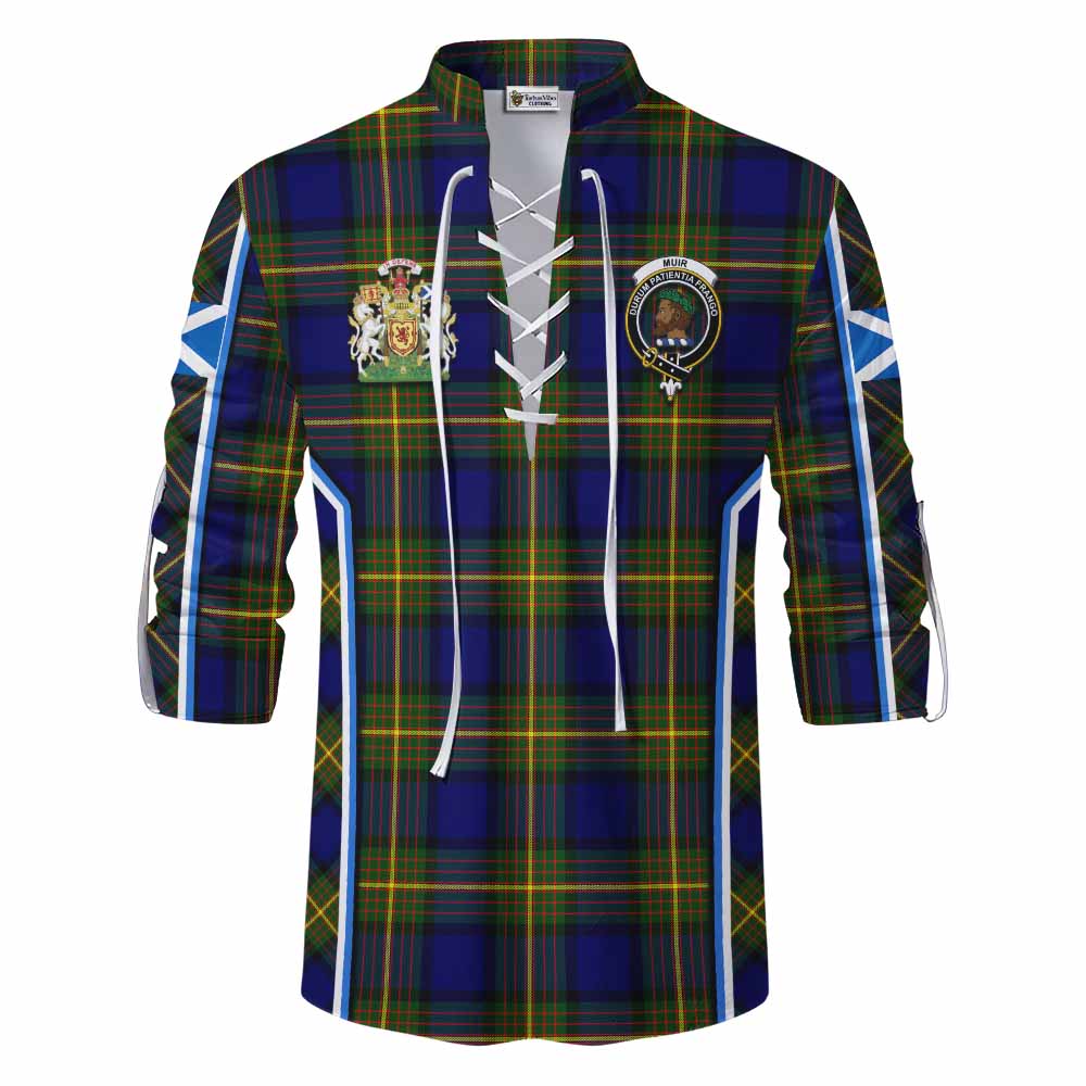 Muir Tartan Crest Ghillie Kilt Shirt Scotland Coat of Arm Flag Style - Tartan Vibes Clothing