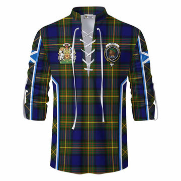 Muir Tartan Crest Ghillie Kilt Shirt Scotland Coat of Arm Flag Style
