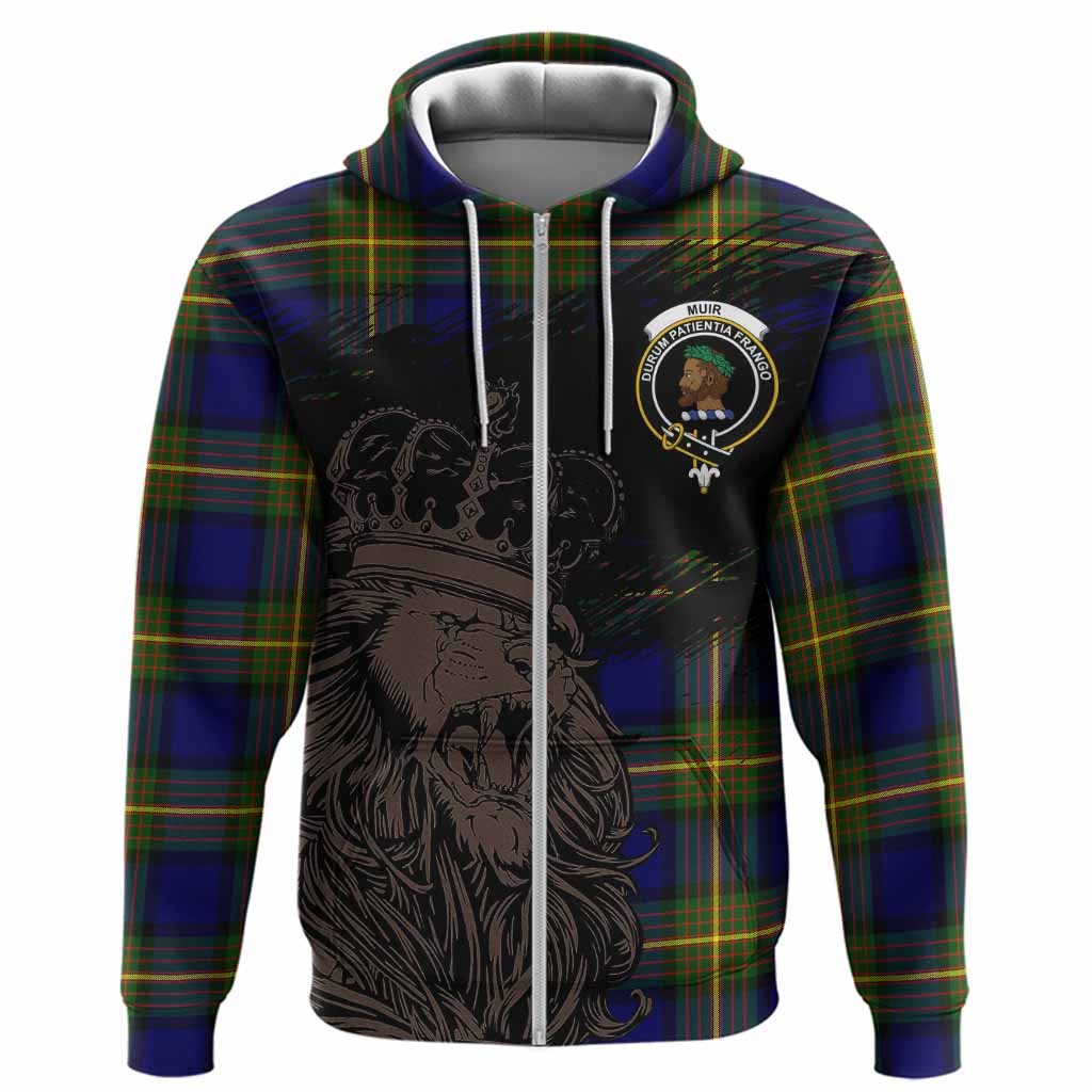 Muir Tartan Crest Hoodie Crowned Lion Heritage Style