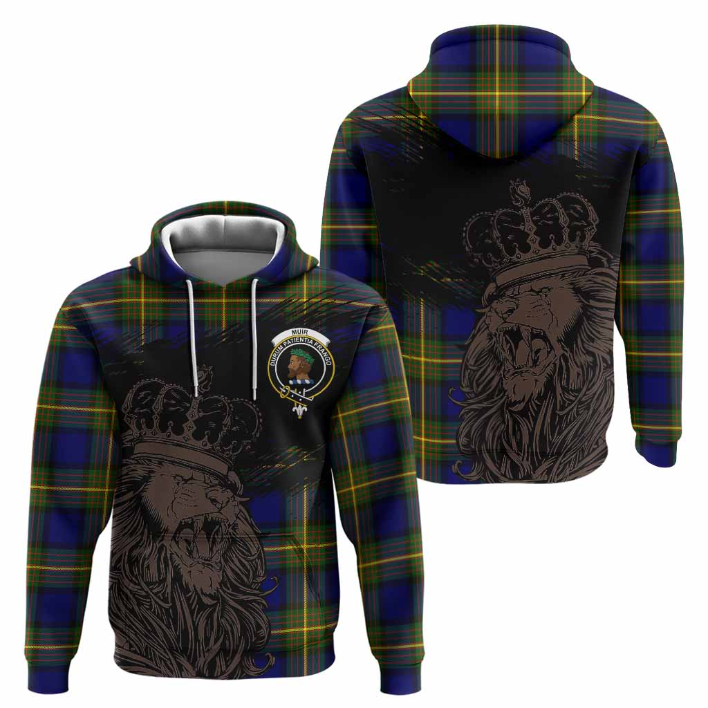 Muir Tartan Crest Hoodie Crowned Lion Heritage Style