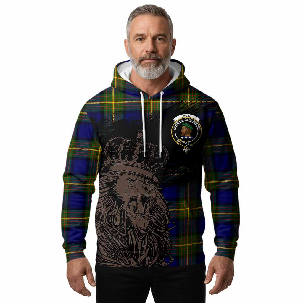 Muir Tartan Crest Hoodie Crowned Lion Heritage Style