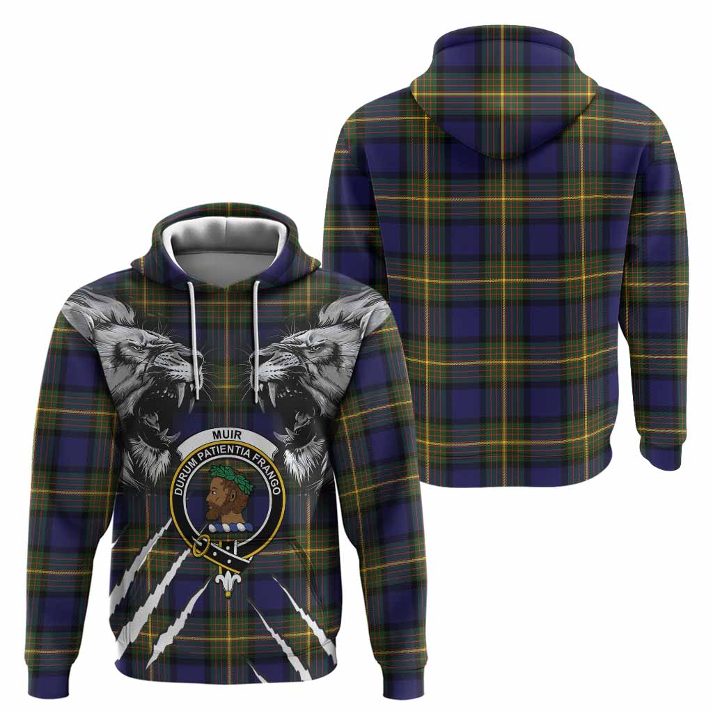 Muir Tartan Crest Hoodie Ferocious Lion Style