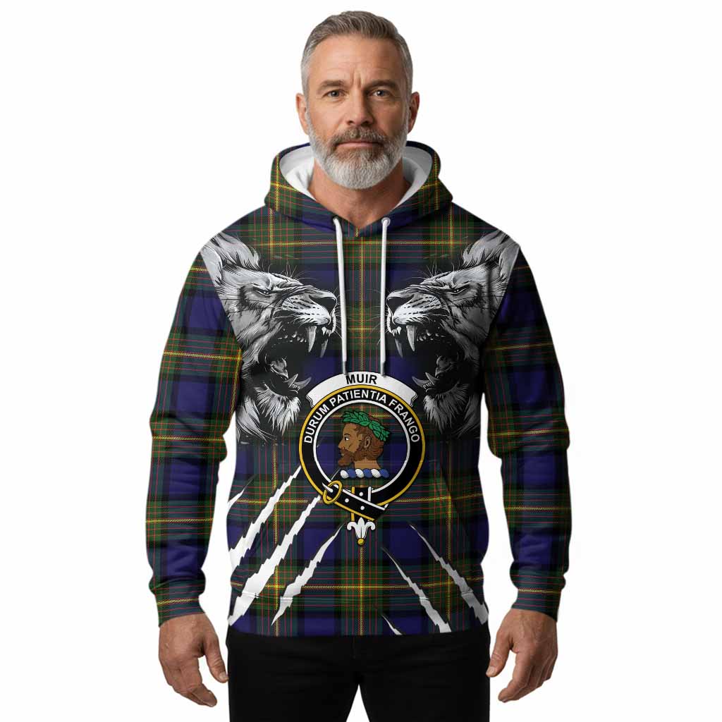Muir Tartan Crest Hoodie Ferocious Lion Style