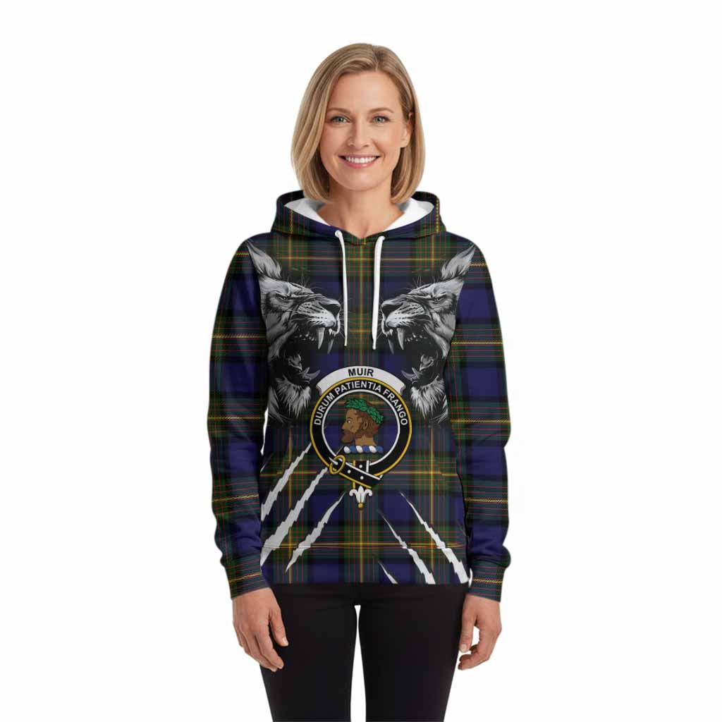 Muir Tartan Crest Hoodie Ferocious Lion Style